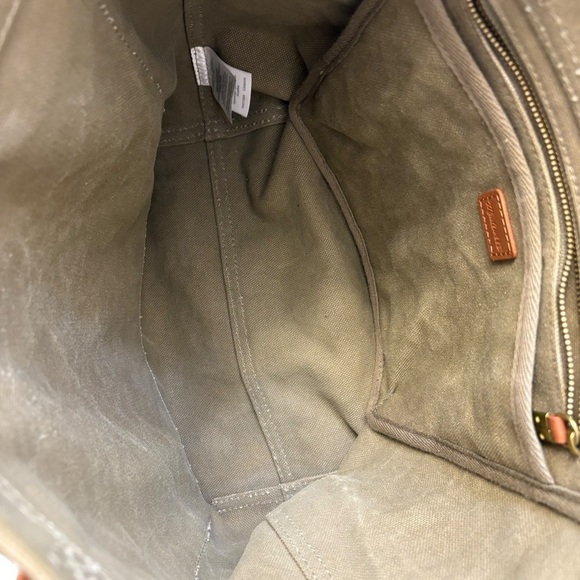 Madewell canvas green and brown tote bag - Picture 5 of 13